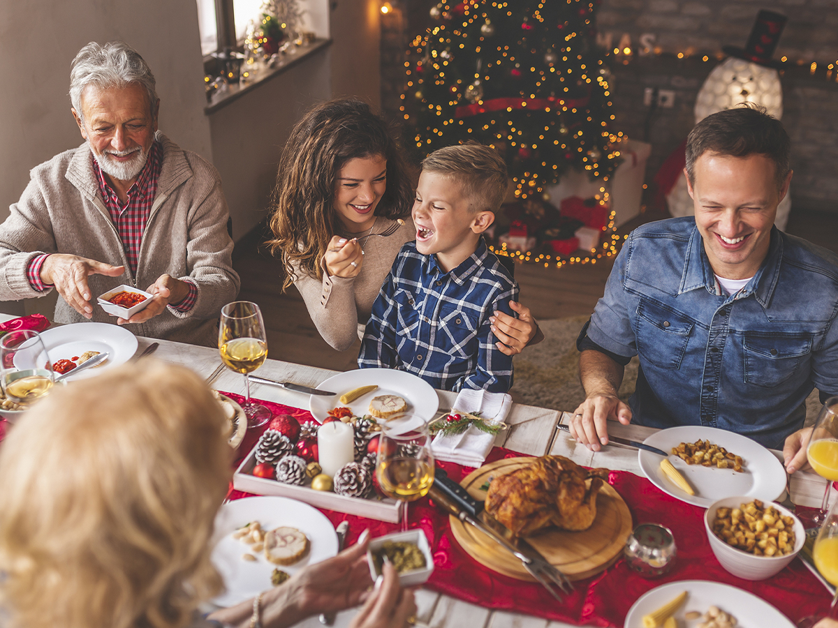 family enjoying a holiday feast