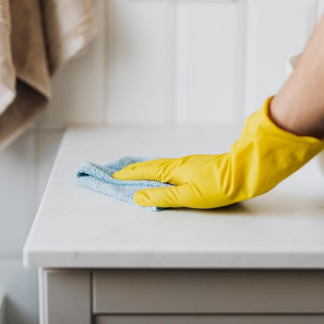 Cleaning Service cleaning bathroom counter