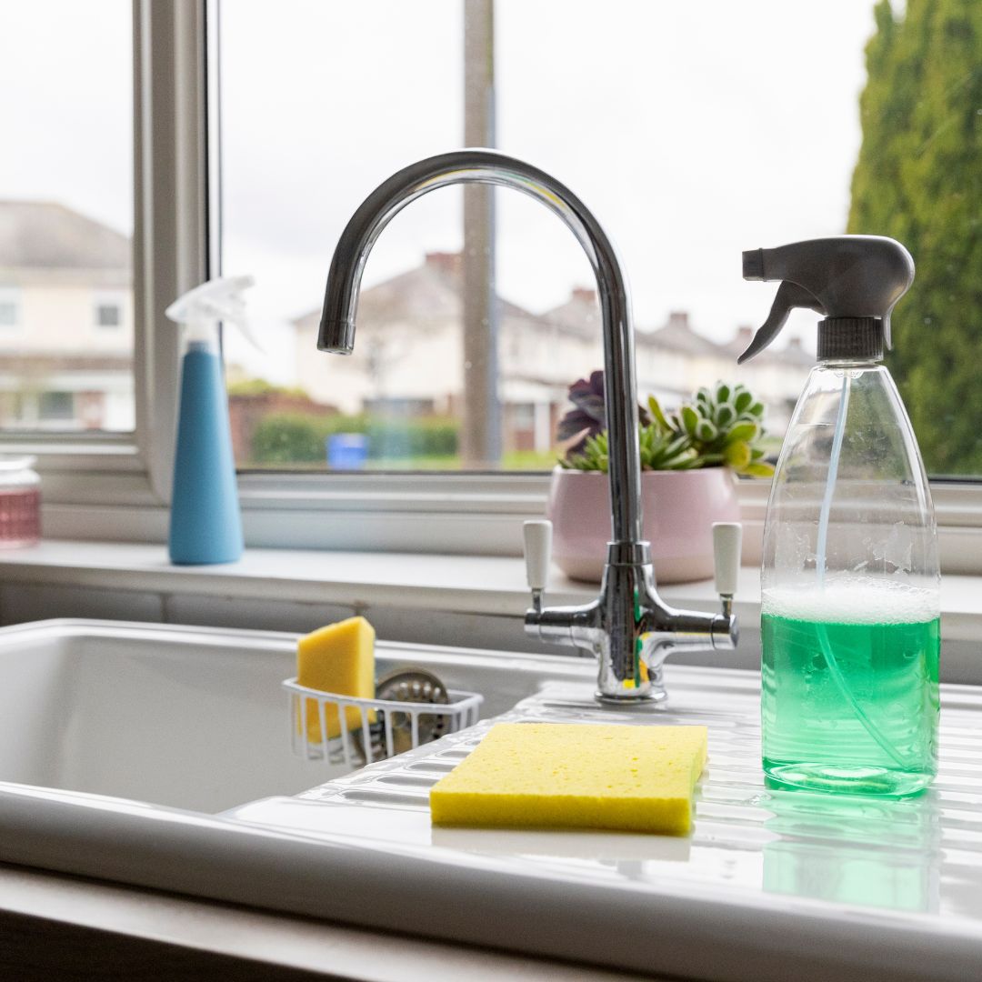 cleaner on sink in clean kitchen